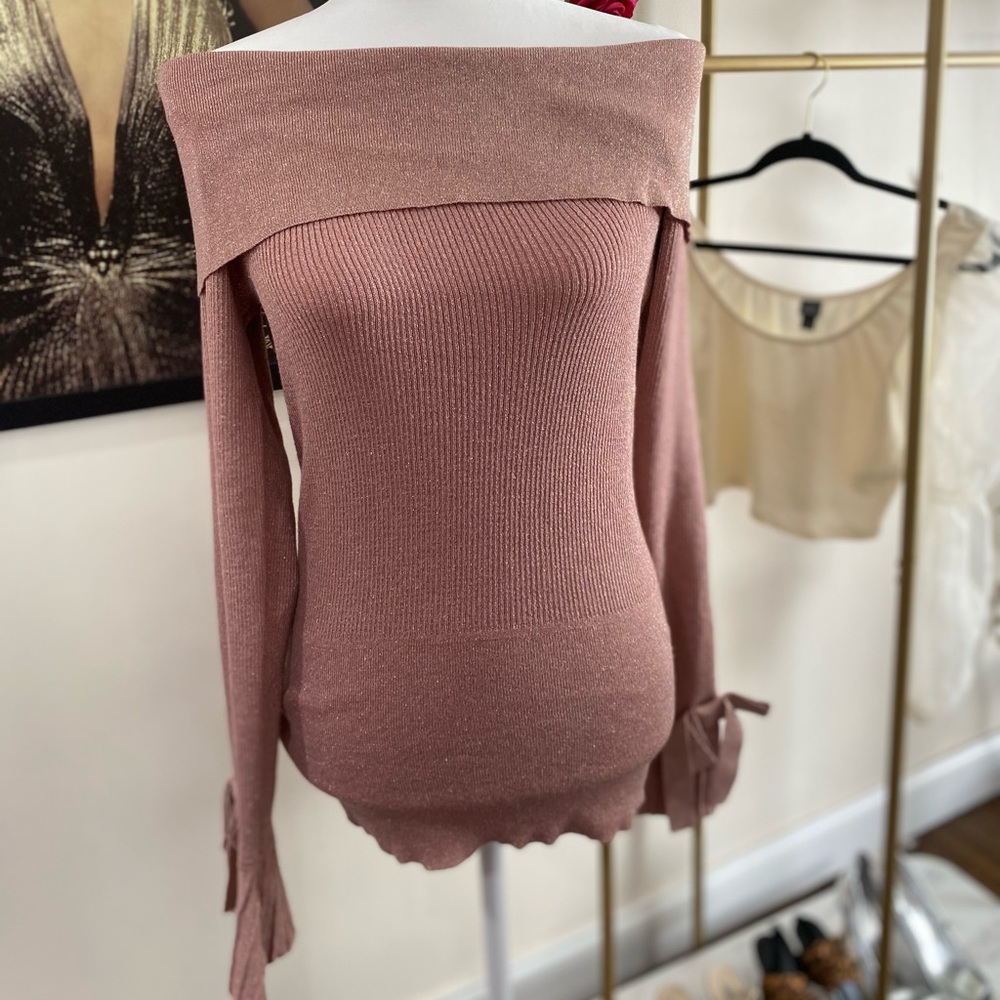 Pink long sleeve off the shoulder top